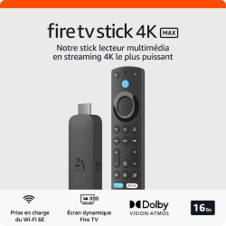 Amazon Fire TV Stick 4K Max Wi-Fi 6 avec télécommande Alexa – Streaming Ultra HD Dolby Vision Atmos pour TV HDMI