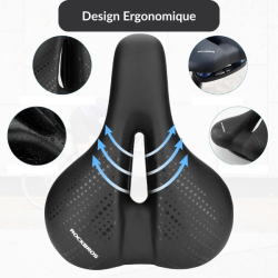 Selle Vélo Confort ROCKBROS Gel Ergonomique avec Amortisseur Double Ressort Universelle Respirante Noir