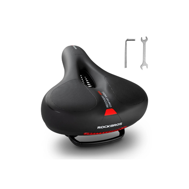 Selle Vélo Confortable Gel, Mousse à Mémoire, Absorption Chocs, Ergonomique, Réfléchissante, Universelle VTT/Route