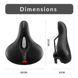 Selle Vélo Confortable Gel, Mousse à Mémoire, Absorption Chocs, Ergonomique, Réfléchissante, Universelle VTT/Route