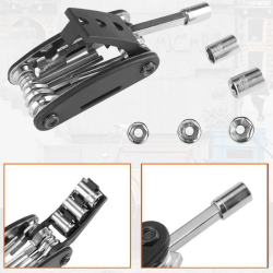 ROCKBROS Kit de Réparation Vélo 16 en 1 Multifonctions Noir