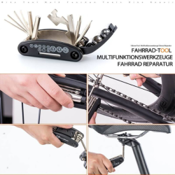 ROCKBROS Kit de Réparation Vélo 16 en 1 Multifonctions Noir