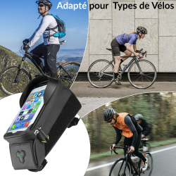 ROCKBROS Sacoche Cadre Vélo 1,5L Support Téléphone Étanche