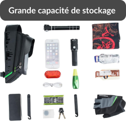 ROCKBROS Sacoche Cadre Vélo 1,5L Support Téléphone Étanche