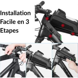 ROCKBROS Sacoche Cadre Vélo 1,5L Support Téléphone Étanche