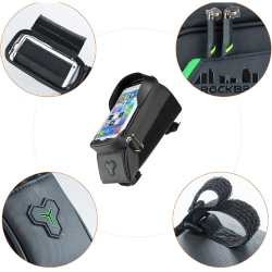 ROCKBROS Sacoche Cadre Vélo 1,5L Support Téléphone Étanche